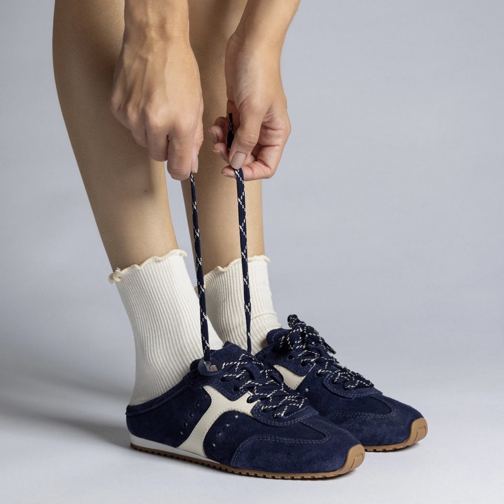 Larroudé Stella Mule In Navy Suede and Ivory Leather! 🆕 💯